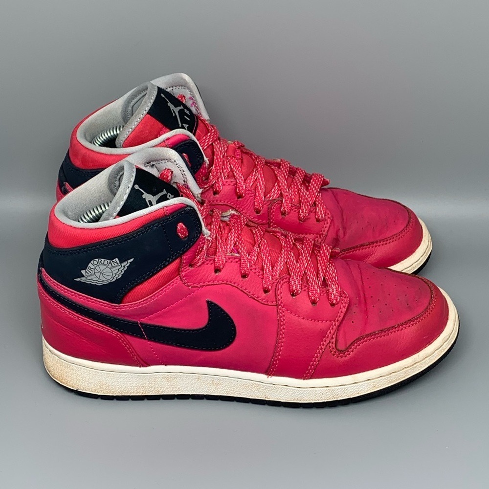 Jordan 1 Retro High BG Pink Navy Basketball Shoes 332148-609 Men's Sz 7Y